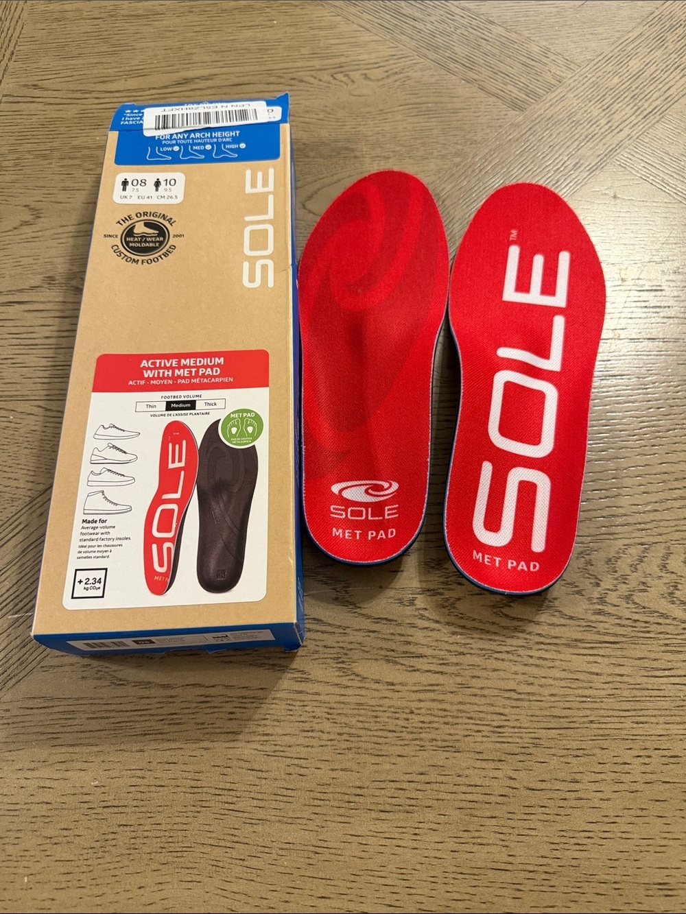 SOLE Active Medium Insoles – Orthotic Arch Support Inserts M8 W10